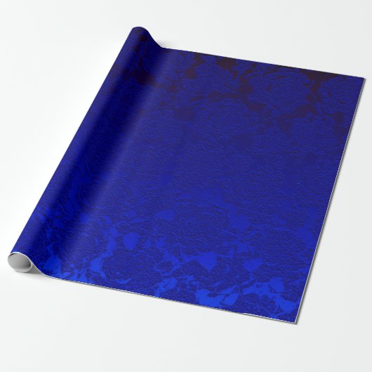 Papier Cadeau Bleu foncé Floral Succulent Motif Metallic (Déroulé)