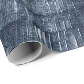 Papier Cadeau Bleu foncé Jean Faux Denim (pas de denim réel) (Coin rond)
