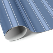 Papier Cadeau Bleu foncé & rayures bleues (Coin rond)