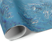 Papier Cadeau Bleu Frost Hiver Noël Matin (Coin rond)