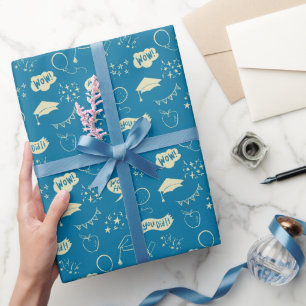 Papier Cadeau Bleu Graduation main dessinée Motif Scribble