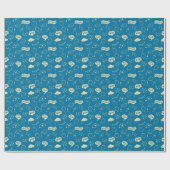 Papier Cadeau Bleu Graduation main dessinée Motif Scribble (Plat)