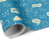Papier Cadeau Bleu Graduation main dessinée Motif Scribble (Coin rond)