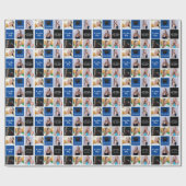 Papier Cadeau Bleu Graduation Photo Collage Classe de 2025 Grad (Plat)
