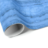 Papier Cadeau Bleu Granit motif marbre bleu pierre design (Coin rond)