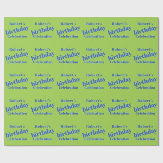 Papier Cadeau Bleu Gras Sur Lime Vert Anniversaire (Plat)