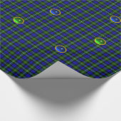 PAPIER CADEAU BLEU GREEN ÉCOSSE TARTAN, SAPPHIRE EMERALD GEMS (Coin)