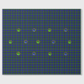 PAPIER CADEAU BLEU GREEN ÉCOSSE TARTAN, SAPPHIRE EMERALD GEMS (Plat)