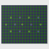 PAPIER CADEAU BLEU GREEN ÉCOSSE TARTAN, SAPPHIRE EMERALD GEMS (Plat)