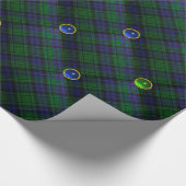 PAPIER CADEAU BLEU GREEN ÉCOSSE TARTAN, SAPPHIRE EMERALD GEMS (Coin)