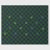 PAPIER CADEAU BLEU GREEN ÉCOSSE TARTAN, SAPPHIRE EMERALD GEMS (Plat)