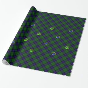 PAPIER CADEAU BLEU GREEN ÉCOSSE TARTAN, SAPPHIRE EMERALD GEMS