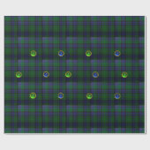 PAPIER CADEAU BLEU GREEN ÉCOSSE TARTAN, SAPPHIRE EMERALD GEMS (Plat)