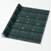 PAPIER CADEAU BLEU GREEN ÉCOSSE TARTAN, SAPPHIRE EMERALD GEMS (Déroulé)