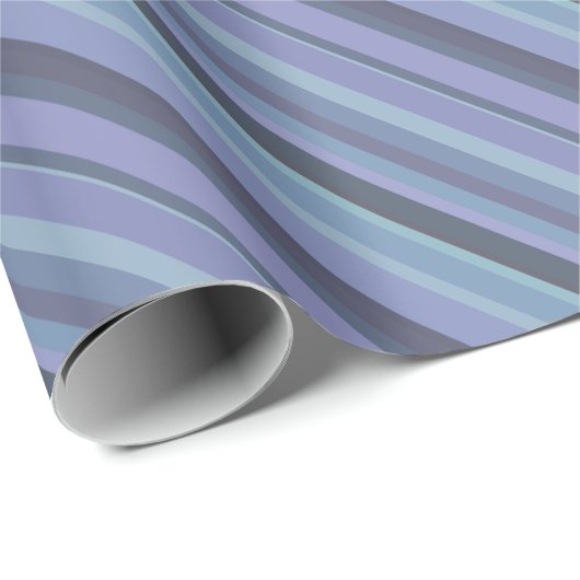 Papier Cadeau Bleu-gris bandes diagonales (Coin rond)