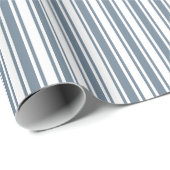 Papier Cadeau Bleu gris et blanc rayures de bonbons (Coin rond)