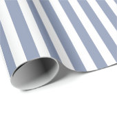 Papier Cadeau Bleu gris et blanc rayures de bonbons (Coin rond)