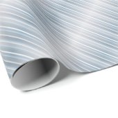 Papier Cadeau Bleu gris rayé élégant (Coin rond)