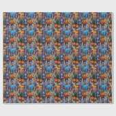 Papier Cadeau Bleu Heeler Chiens Trick-or-Treating in Halloween (Plat)