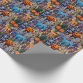 Papier Cadeau Bleu Heeler Chiens Trick-or-Treating in Halloween (Coin)