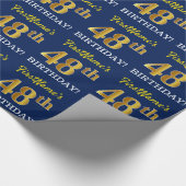Papier Cadeau Bleu, imitation de l'or "48e ANNIVERSAIRE" (Coin)