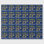 Papier Cadeau Bleu, Imitation Gold Look "25e anniversaire" (Plat)