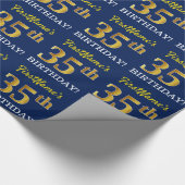 Papier Cadeau Bleu, Imitation Gold Look "35e anniversaire" (Coin)