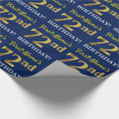 Papier Cadeau Bleu, Imitation Gold Look "72e anniversaire" (Coin)