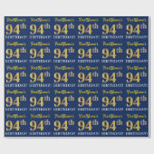 Papier Cadeau Bleu, Imitation Gold Look "94e anniversaire" (Plat)