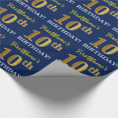 Papier Cadeau Bleu, Imitation or Look "10e anniversaire" (Coin)