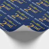Papier Cadeau Bleu, Imitation or look "2e anniversaire" (Coin)