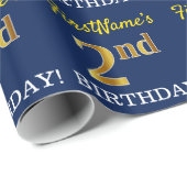 Papier Cadeau Bleu, Imitation or look "2e anniversaire" (Coin rond)