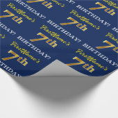 Papier Cadeau Bleu, Imitation or Look "7e anniversaire" (Coin)