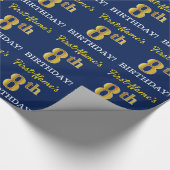 Papier Cadeau Bleu, Imitation or Look "8e anniversaire" (Coin)