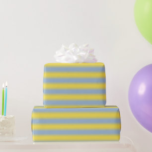Papier Cadeau Bleu jaune à bleu clair, rayures douces