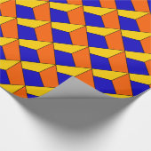 Papier Cadeau Bleu/jaune/illusion optique orange (Coin)