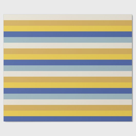 Papier Cadeau Bleu jaune moderne rayures crème Hanoukka (Plat)