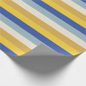 Papier Cadeau Bleu jaune moderne rayures crème Hanoukka (Coin)