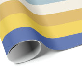 Papier Cadeau Bleu jaune moderne rayures crème Hanoukka (Coin rond)