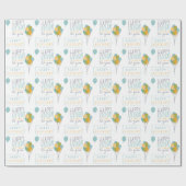 Papier Cadeau Bleu Jaune Vert Joyeux Ballons d'anniversaire (Plat)