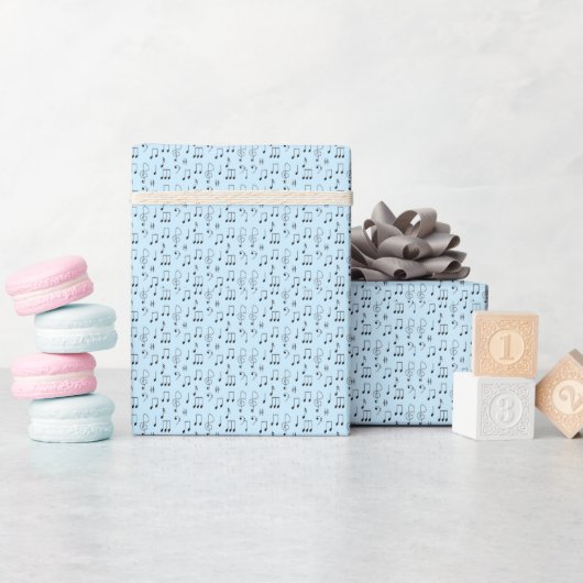 Papier Cadeau Bleu juste noté (Baby Shower)