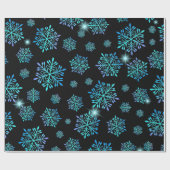 Papier Cadeau Bleu Magique Flocon de neige esthétique (Plat)