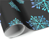 Papier Cadeau Bleu Magique Flocon de neige esthétique (Coin rond)