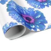 Papier Cadeau Bleu marguerite bleu photo florale (Coin rond)