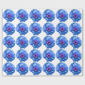 Papier Cadeau Bleu marguerite bleu photo florale (Plat)