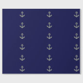 Papier Cadeau bleu marine avec ancre (Plat)