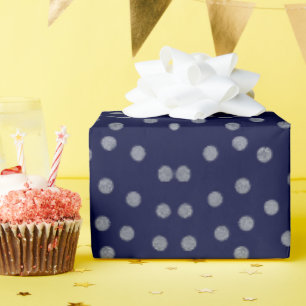 Papier Cadeau Bleu marine avec points de Parties scintillant en