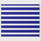 Papier Cadeau Bleu marine blanc rayé horizontal classique (Plat)