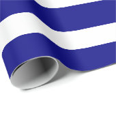 Papier Cadeau Bleu marine blanc rayé horizontal classique (Coin rond)