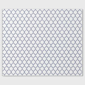 Papier Cadeau Bleu marine de Quatrefoil de Marocain sur le blanc (Plat)